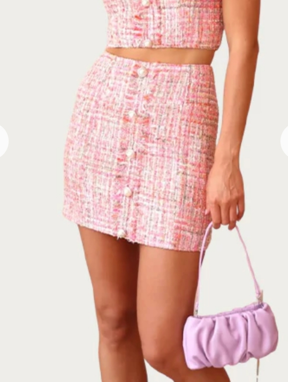 Adelyn Rae LAUREN BUTTON-EMBELLISHED TWEED MINI SKIRT